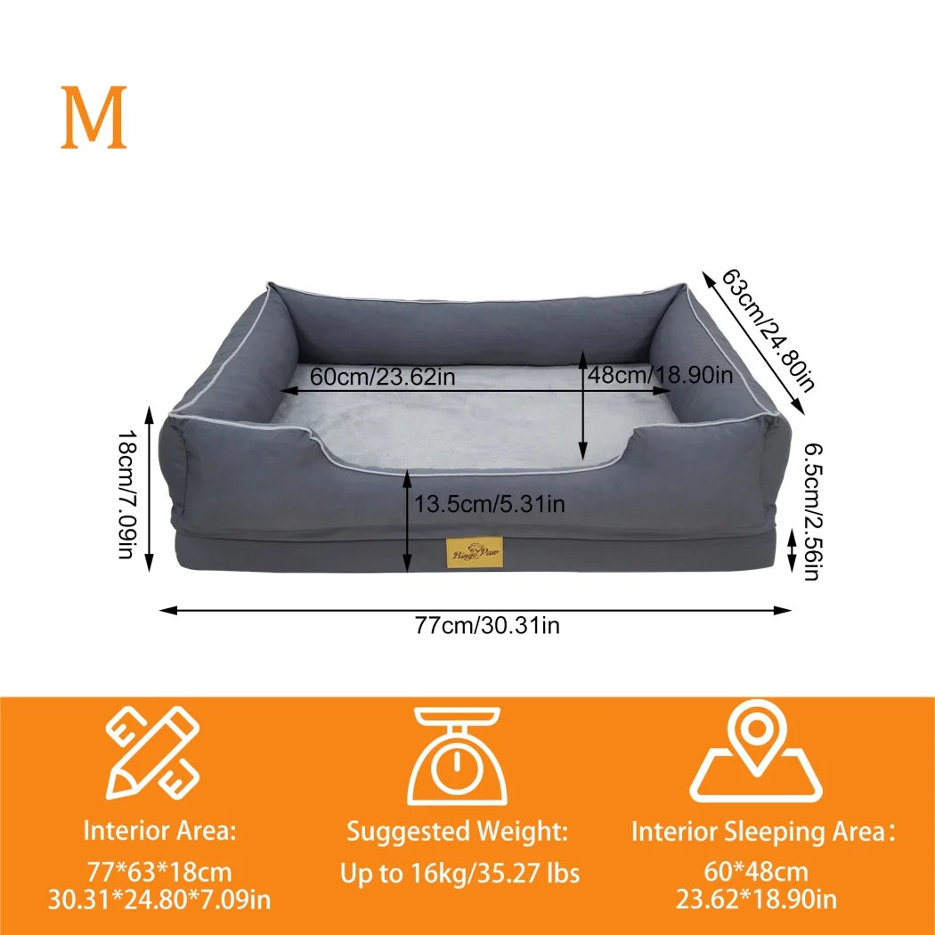Extra Large Orthopedic Dog Bed Soft Calming Pet Sofa Couch Enhanced Bolster Deep Snuggle Bed