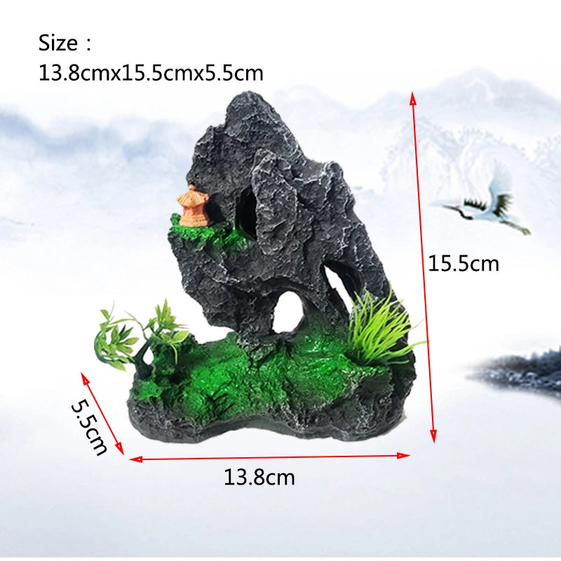 Resin Aquarium Rockery Mountain Decoration Artificial View Rock Cave Stone Tree Fish Tank Ornament Aquarium Decor Home New