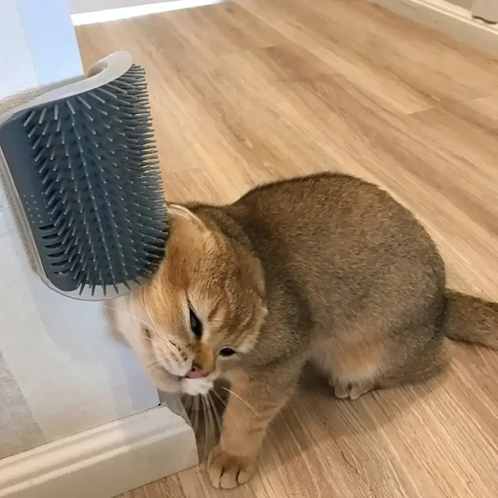 Cat Scratcher Massage Comb - Corner Scratching Brush with Catnip, Pet Deshedding Comb for Hair Removal, Grooming