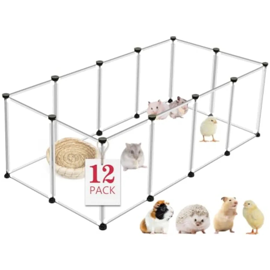 Small Animal Playpen, 48" x 24" x 16" Pet Playpen with Waterproof Mat, CandC Cage for Guinea Pigs, Puppy Play Pen, Bunny Plaype