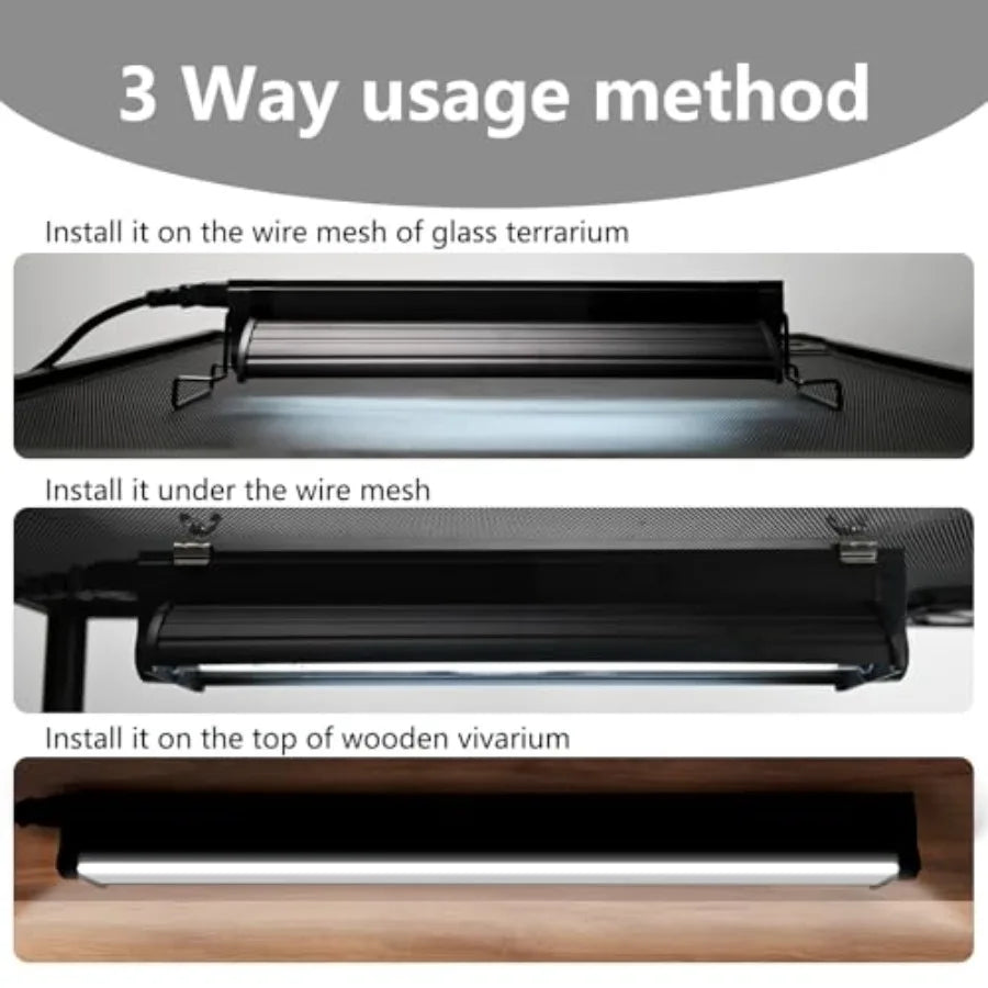 T5 UVB Lighting Combo Kit for Reptiles, Light Fixture with Desert T5 UVB Light Bulbs Terrarium Hood Heat Lamp for Breaded Drago
