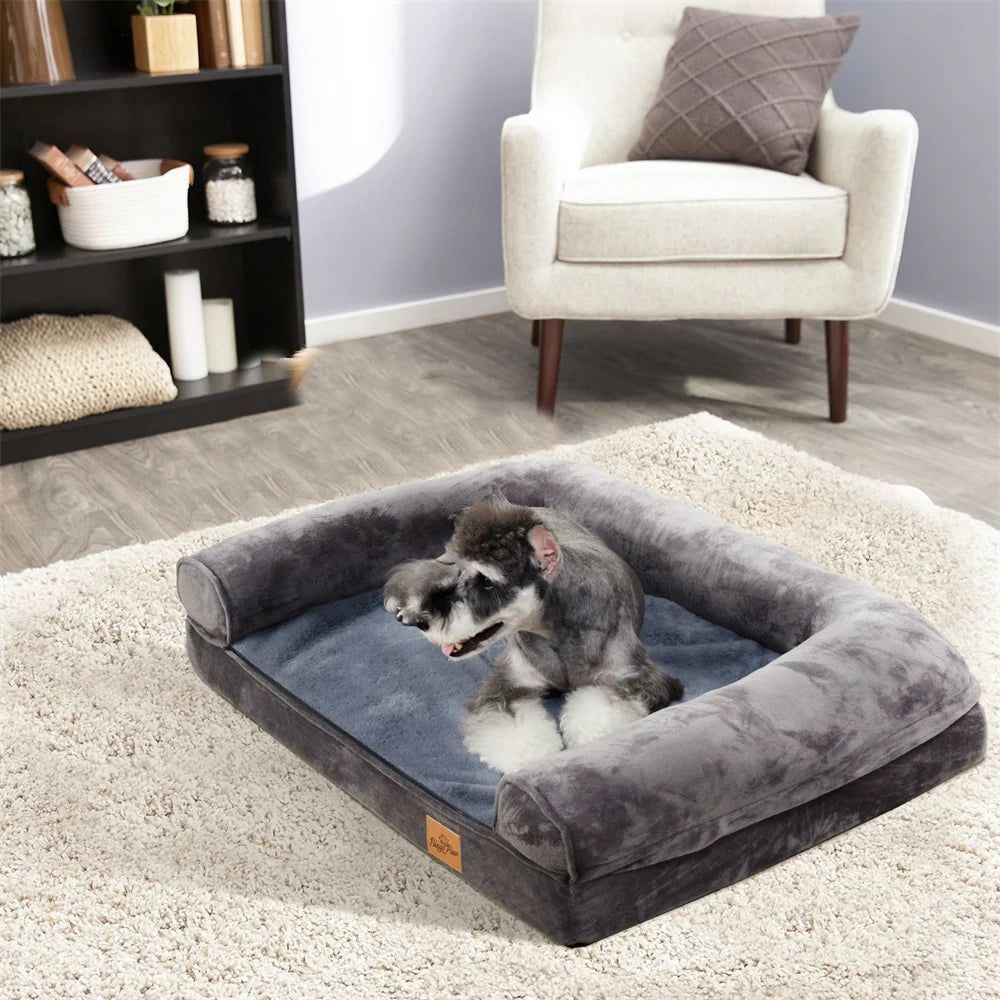 XXL XL Large Calming Dog Bed Orthopedic Memory Foam Sofa Couch Waterproof Removable Cover Plush Mat for Small Medium Large Dogs