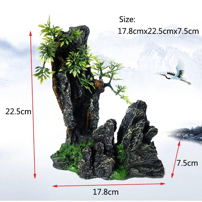 Resin Aquarium Rockery Mountain Decoration Artificial View Rock Cave Stone Tree Fish Tank Ornament Aquarium Decor Home New